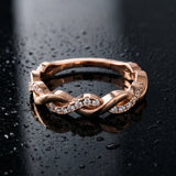 Rose gold Round Diamond Twist Eternity Band with Pavé Setting_42