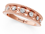 Rose gold Round Diamond Twist Milgrain Band with Bezel Setting_18