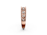 Rose gold Round Diamond Twist Milgrain Band with Bezel Setting_19