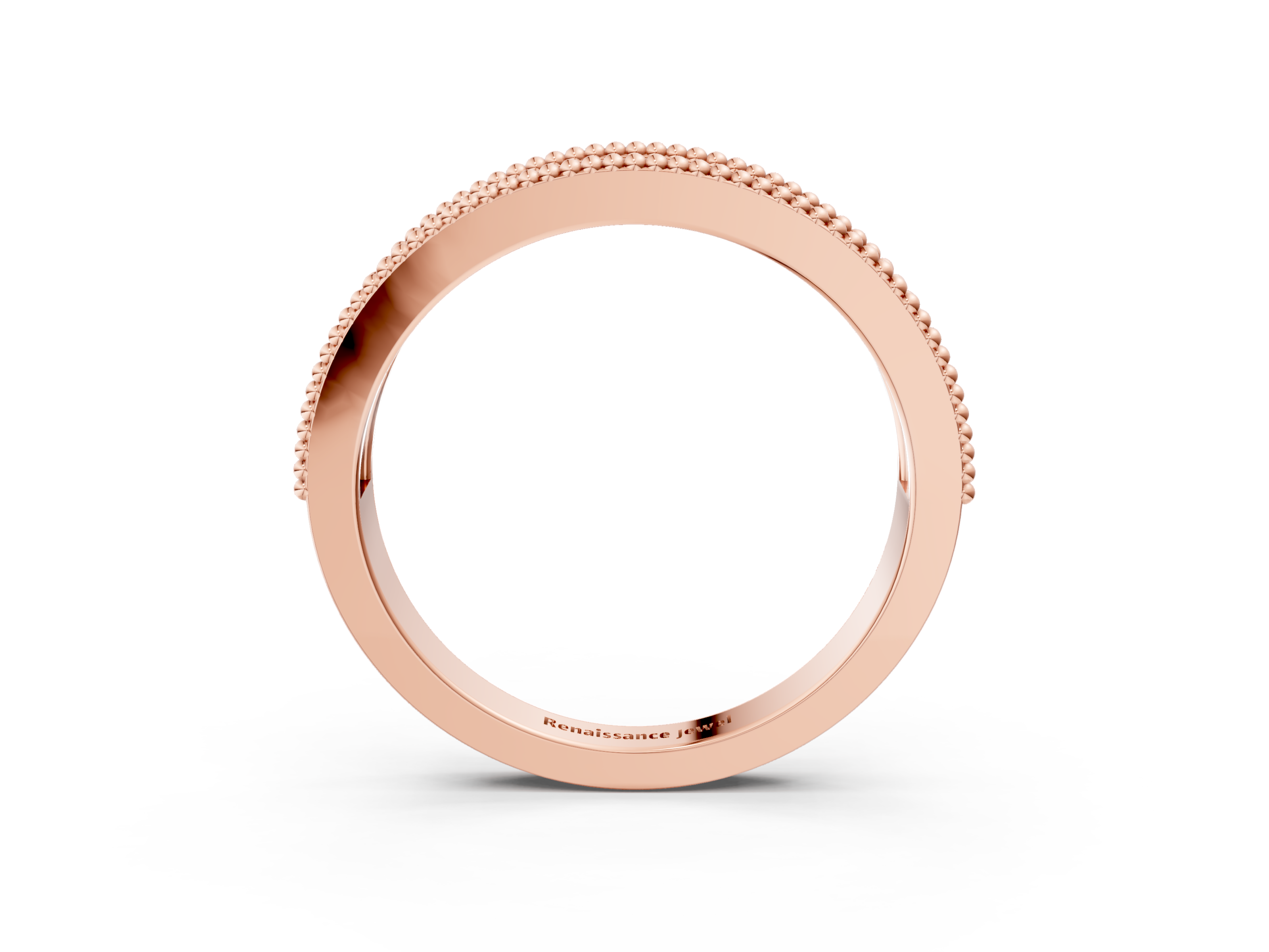 Rose gold Round Diamond Twist Milgrain Band with Bezel Setting_20