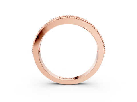 Rose gold Round Diamond Twist Milgrain Band with Bezel Setting_20