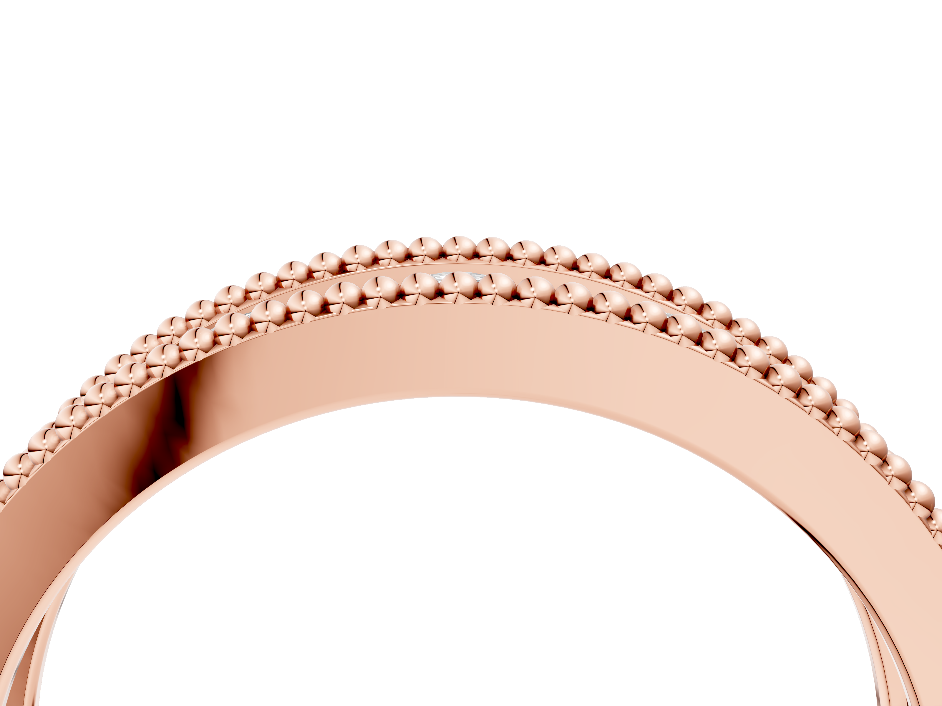 Rose gold Round Diamond Twist Milgrain Band with Bezel Setting_21