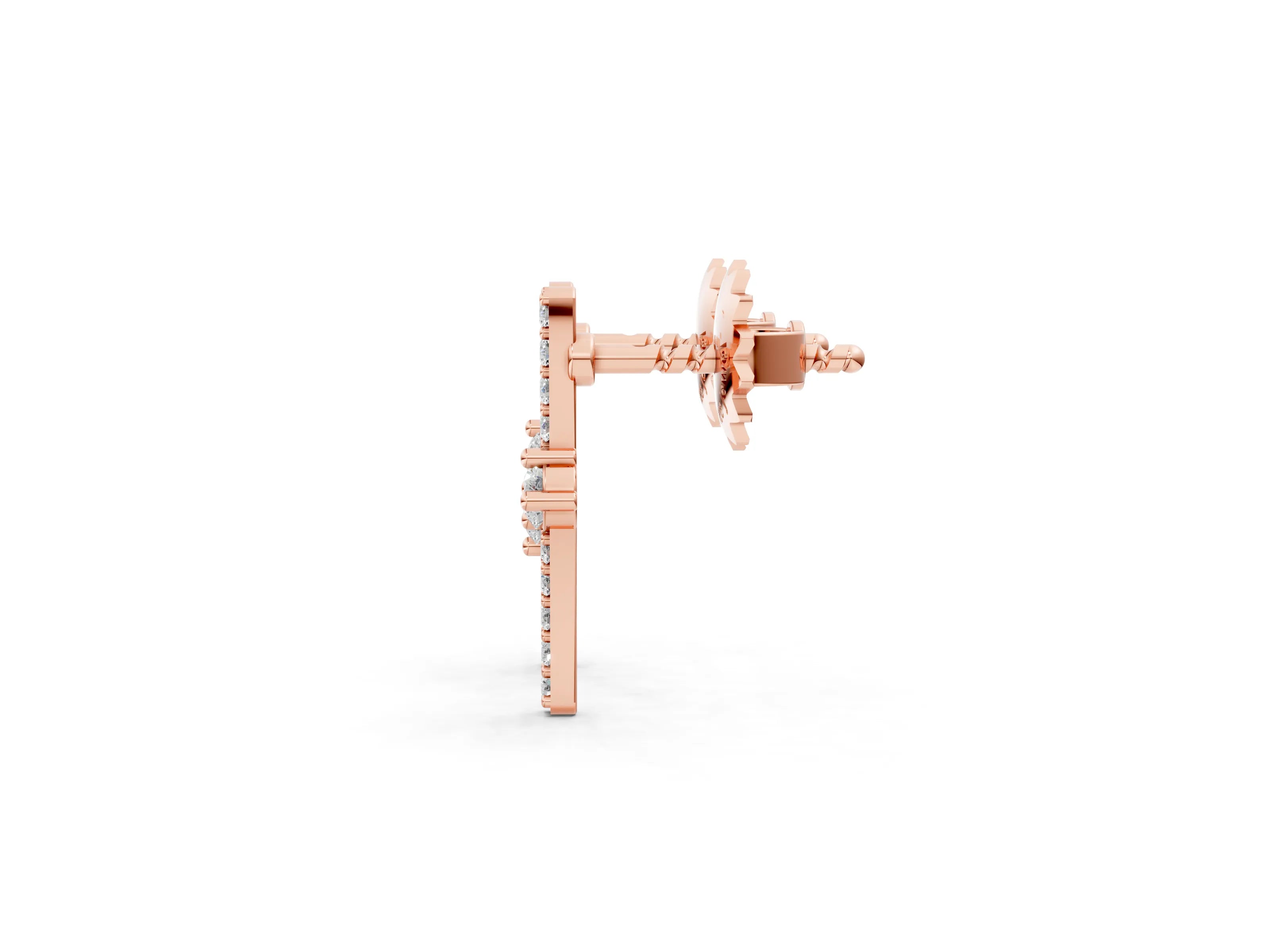 Rose gold Round Diamond Two Stone Bypass Stud Earrings_1