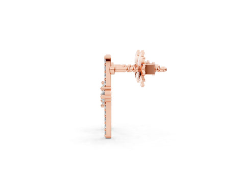 Rose gold Round Diamond Two Stone Bypass Stud Earrings_1
