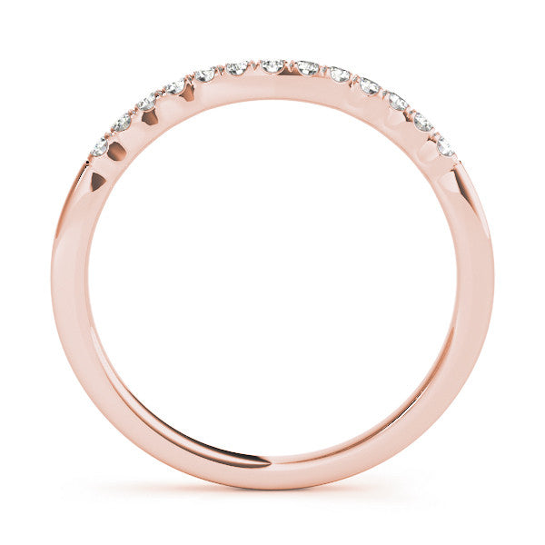 Rose gold Round Diamond U-Shape Pavé Curved Wedding Band