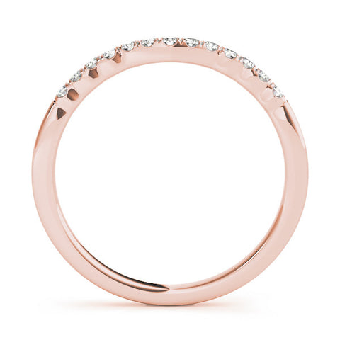 Rose gold Round Diamond U-Shape Pavé Curved Wedding Band 1