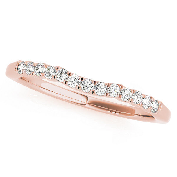 Rose gold Round Diamond U-Shape Pavé Curved Wedding Band