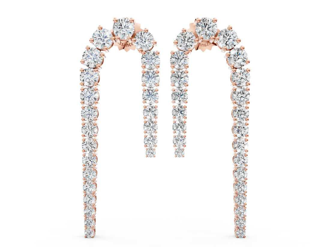 Rose gold Round Diamond U-Shaped Drop Earrings