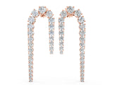 Rose gold Round Diamond U-Shaped Drop Earrings
