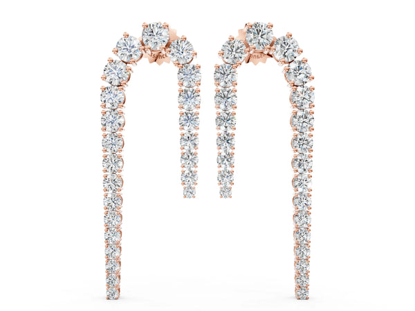 Rose gold Round Diamond U-Shaped Drop Earrings