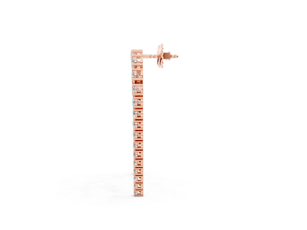 Rose gold Round Diamond U-Shaped Drop Earrings