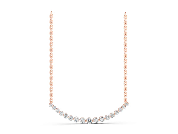 Rose gold Round Diamond V-Prong Bar Pendant