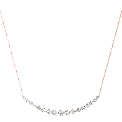 Rose gold Round Diamond V-Prong Bar Pendant