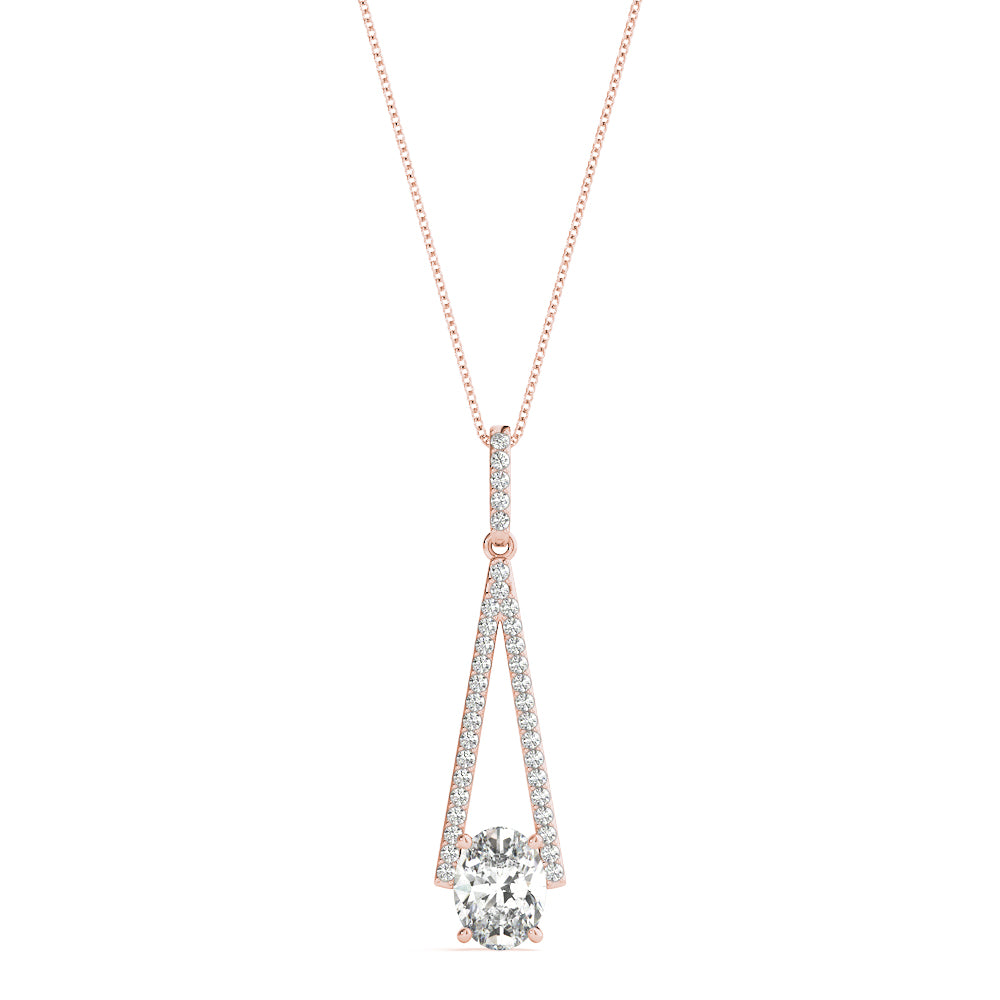 Rose gold Round Diamond V-Prong Pavé Pendant