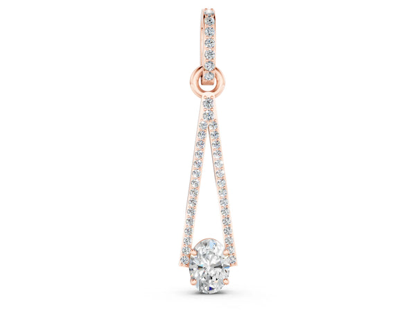 Rose gold Round Diamond V-Prong Pavé Pendant