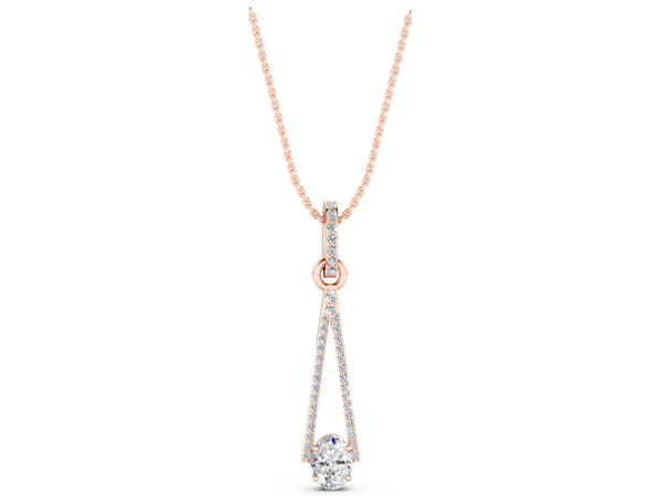 Rose gold Round Diamond V-Prong Pavé Pendant