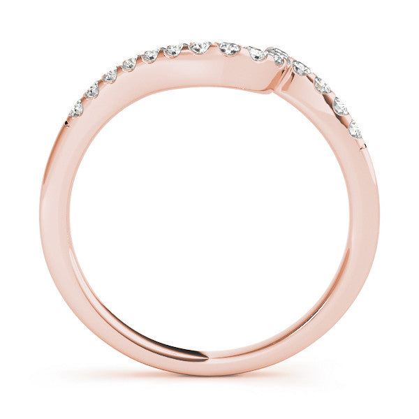Rose gold Round Diamond V-Shaped Pavé Curved Band 1