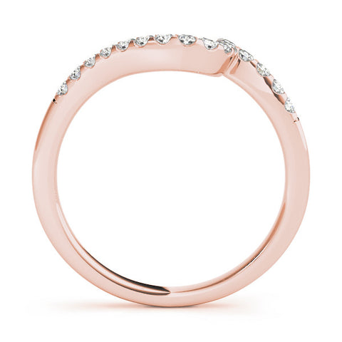 Rose gold Round Diamond V-Shaped Pavé Curved Band 1