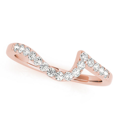 Rose gold Round Diamond V-Shaped Pavé Curved Band