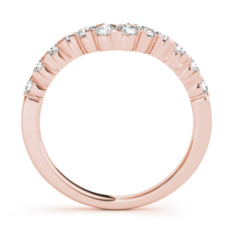 Rose gold Round Diamond V-Shaped Prong Set Eternity Band 1