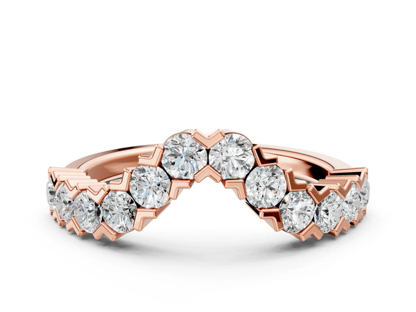 Rose gold Round Diamond V-Shaped Prong Set Eternity Band