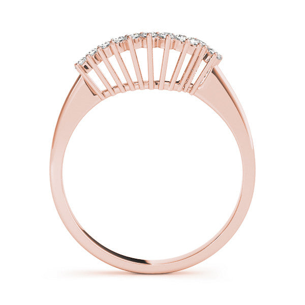 Rose gold Round Diamond V-Shaped White Gold Band with Prong Setting 1