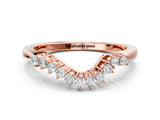 Rose gold Round Diamond V-Shaped White Gold Band with Prong Setting_4