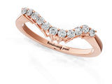 Rose gold Round Diamond V-Shaped White Gold Band with Prong Setting_5