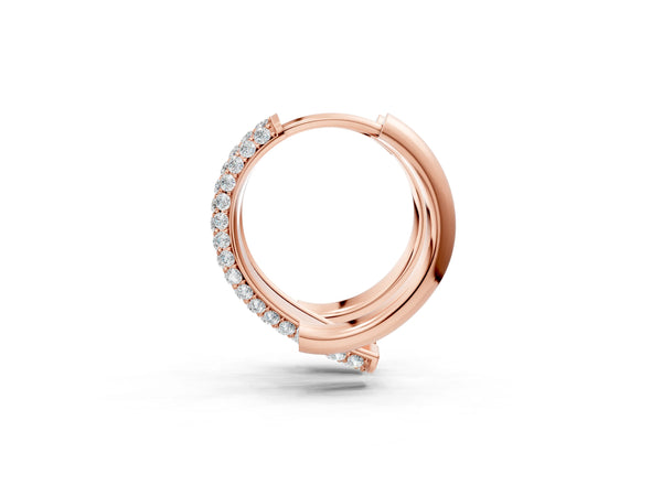 Rose gold Round Diamond Vega Bypass Hoop Earrings