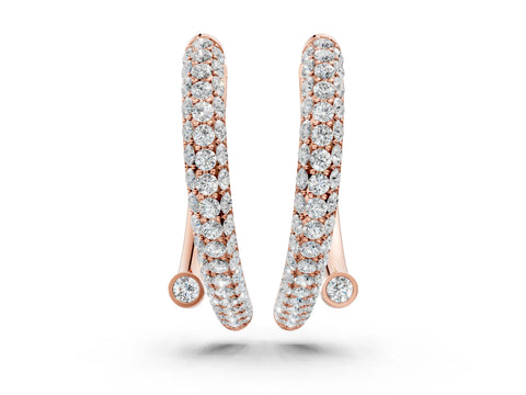 Rose gold Round Diamond Vega Bypass Hoop Earrings