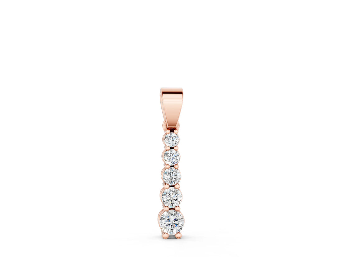 Rose gold Round Diamond Vertical Pendant with Prong Setting