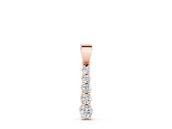 Rose gold Round Diamond Vertical Pendant with Prong Setting
