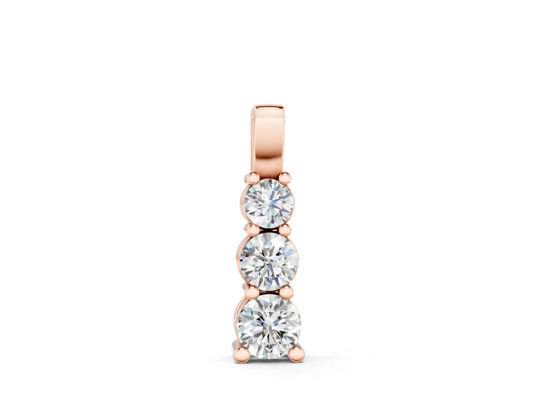 Rose gold Round Diamond Vertical Prong Pendant_6