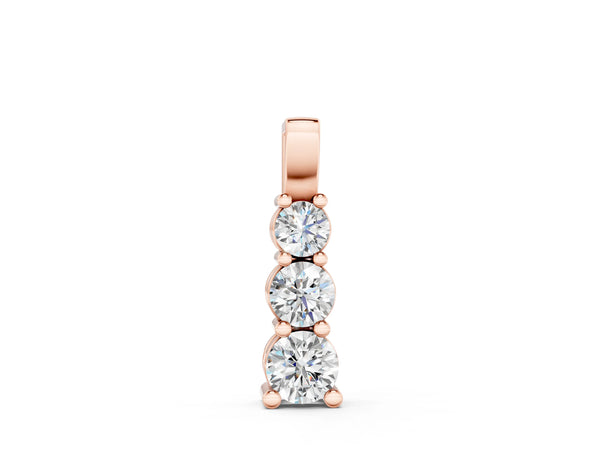 Rose gold Round Diamond Vertical Prong Pendant