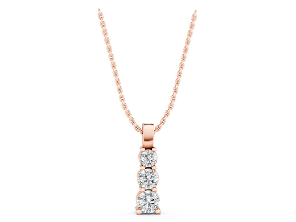 Rose gold Round Diamond Vertical Prong Pendant