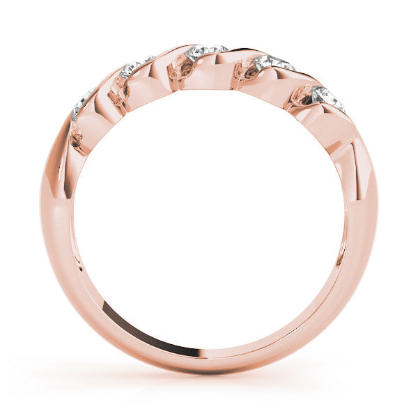 Rose gold Round Diamond Wave Band with Channel Setting and Shared Prongs 1