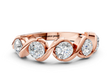 Rose gold Round Diamond Wave Band with Channel Setting and Shared Prongs_4