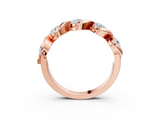 Rose gold Round Diamond Wave Band with Channel Setting and Shared Prongs_7