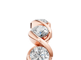 Rose gold Round Diamond Wave Band with Channel Setting and Shared Prongs_9