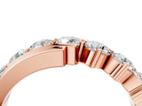 Rose gold Round Diamond Wave Band with Channel and Shared Prong Setting_26