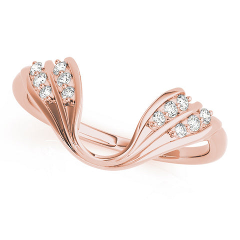 Rose gold Round Diamond Wave Bypass Band with Prong Setting