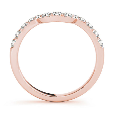 Rose gold Round Diamond Wavy Eternity Band with Prong Setting 1