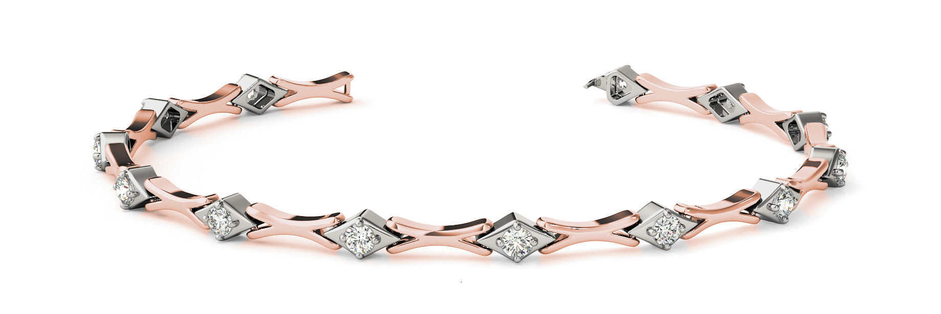 Rose gold Round Diamond X-Link Tennis Bracelet with Bezel Setting