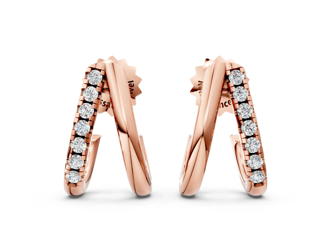 Rose gold Round Diamond Zuri Huggie Hoop Earrings_4