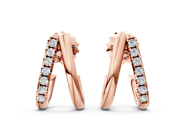 Rose gold Round Diamond Zuri Huggie Hoop Earrings