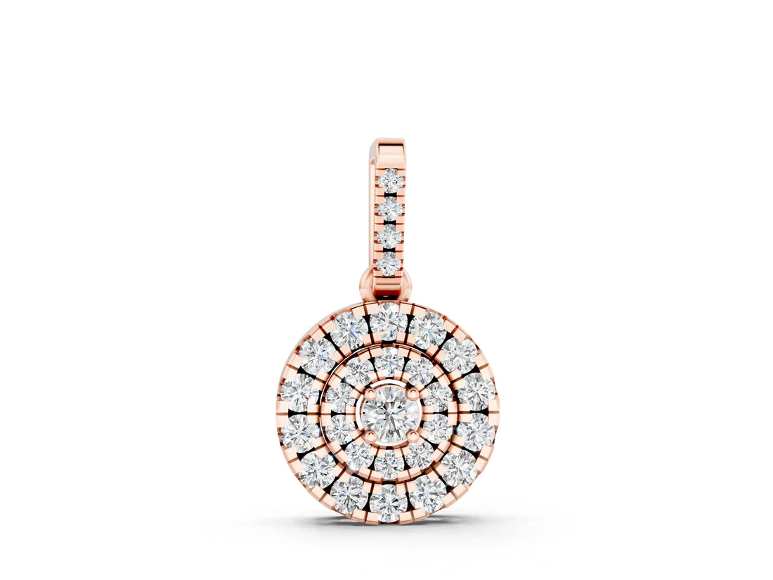 Rose gold Round Double Halo Diamond Pendant with Pavé Setting_15
