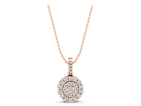 Rose gold Round Double Halo Diamond Pendant with Pavé Setting