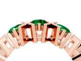 Rose gold Round Emerald Channel Set Band with X-Prong Detail_10