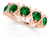Rose gold Round Emerald Channel Set Band with X-Prong Detail_7