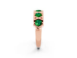 Rose gold Round Emerald Channel Set Band with X-Prong Detail_8